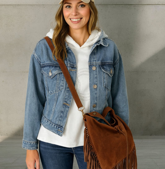 Leder Tasche Fransen
